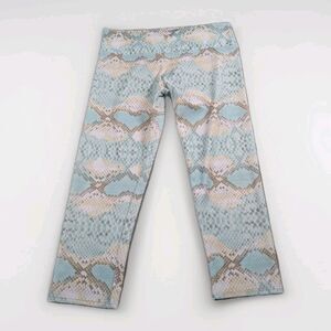 Vintage Onzie Charley Capri Leggings Womens M/L Blue Snake Print Y2K Yoga